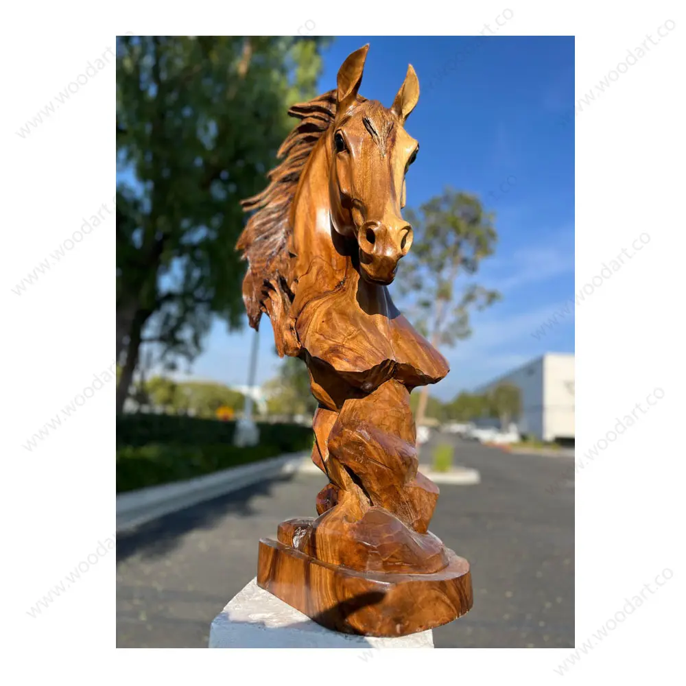 Wooden Horse Head Statue