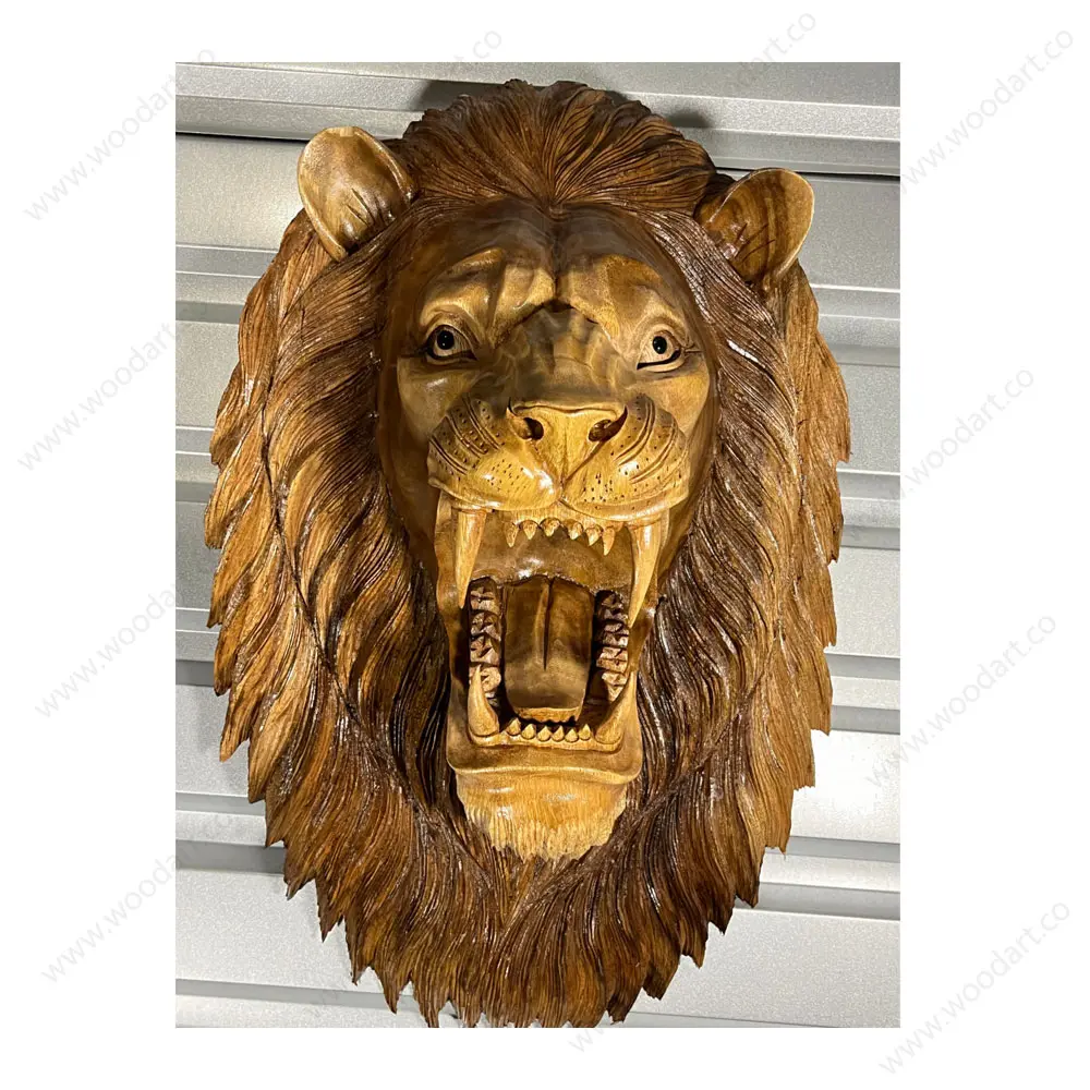 Wooden-lion-head-statue3